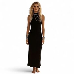 Free People FP Beach Ribbed Sleeveless Turtleneck Midi Dress‎ S | Summer Vibes